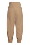 Max Mara Kabuki Cotton Trousers In Beige