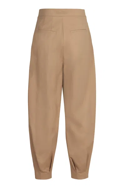 Max Mara Kabuki Cotton Trousers In Neutral