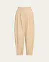 Max Mara Kabuki Pintuck Tapered Leg Trousers In White