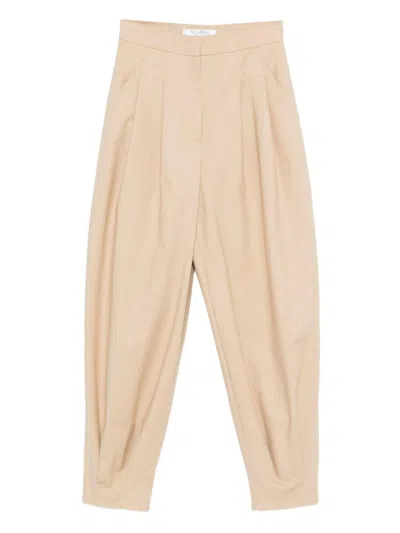 Max Mara 'kabuki' Trousers In Cotton Canvas With Pleats  In Neutral