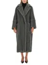 Max Mara Wool And Alpaca Teddy Oversized Coat In Grey