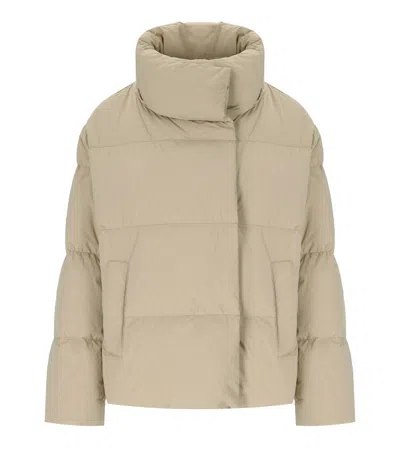 Max Mara Kaiser Beige Down Jacket In Brown
