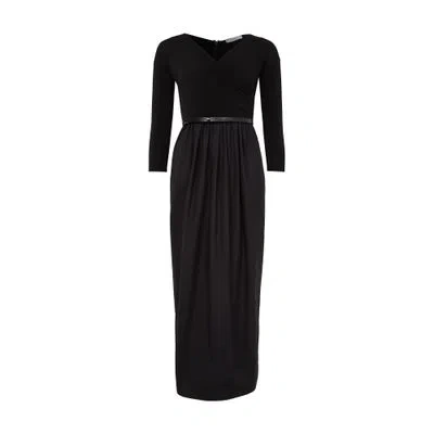 Max Mara Kaiser Bi-material Maxi Dress In Black