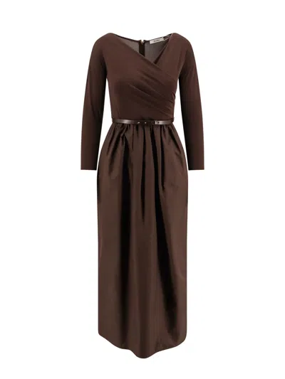 Max Mara Kaiser Cotton Poplin And Jersey Dress In Brown