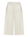 Max Mara Beige Linen Twill Mxmkaki Bermuda Shorts In White