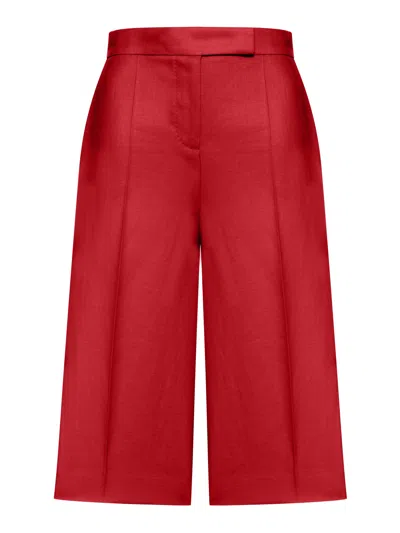 Max Mara Kaki Linen Bermuda Shorts In Red