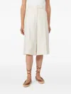 Max Mara Beige Linen Twill Mxmkaki Bermuda Shorts In White