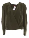 Max Mara Studio Woman Top Military Green Size 10 Silk In Green