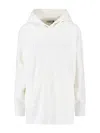 Max Mara Kangaroo Pocket Hoodie With Embroidered Logo And Ribbed Finish In White