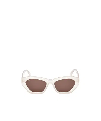 Max Mara Kate Geometric Frame Sunglasses In Ivory White