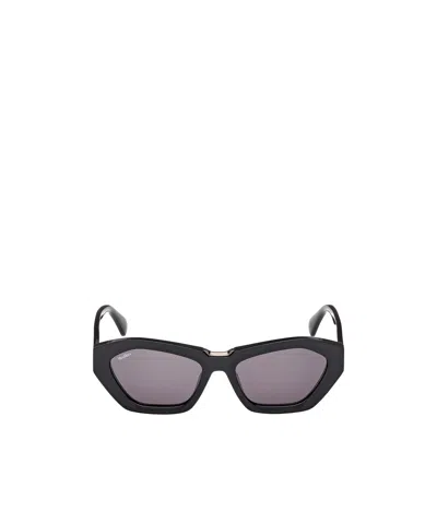 Max Mara Kate Geometric Frame Sunglasses In Shiny Black