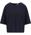 Max Mara Pinstripe Short-sleeved Top In Blue