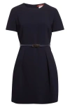 Max Mara Kefalos Cady Belted Minidress In Blue