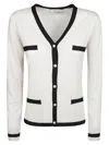 Max Mara Contrast-trim Cardigan In White