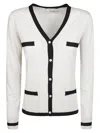 Max Mara Contrast-trim Cardigan In White