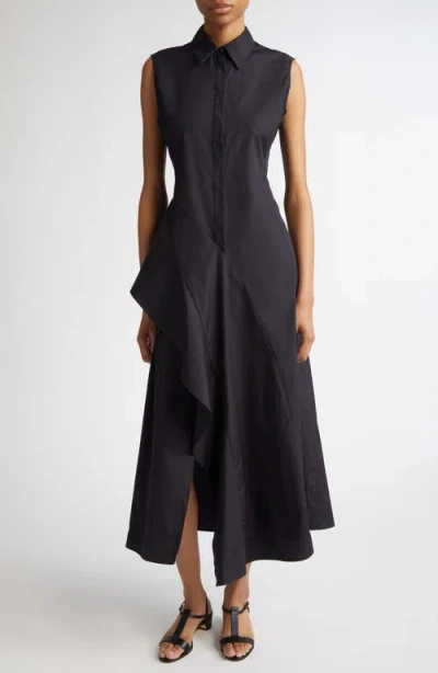 Max Mara Keras Poplin Midi Shirtdress In Black