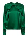 Max Mara Silk Bow-detail Blouse In Green