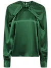 Max Mara Silk Bow-detail Blouse In Green
