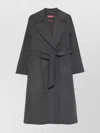 Max Mara Notched-collar Belted Coat In Gray