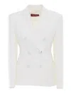 Max Mara Tailored Double-breasted Jacket With Sharp Lapels In White