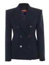 Max Mara Double-breasted Tailored Jacket With Structured Silhouette In Blue