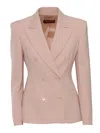 Max Mara Tailored Double-breasted Jacket With Sharp Lapels In Pink
