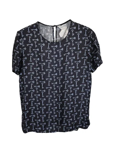 Pre-owned Max Mara Key-print Blouse In Blue