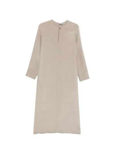 Max Mara Keyhole-detail Midi Dress In Brown