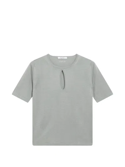 Max Mara Keyhole-detail T-shirt In Gray