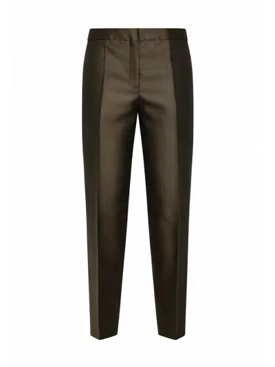 Max Mara Khaki Green Silk Blend Shantung Mstzinco Carrot Trousers