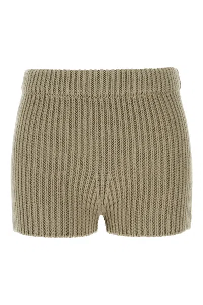 Max Mara Khaki Green Stretch Cotton Blend Acceso Shorts In 005