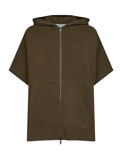 Max Mara Khaki Green Viscose Crepe Mxmelogio Hooded Cardigan