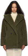 MAX MARA KHAKI OLGA SHORT FAUX-FUR COAT