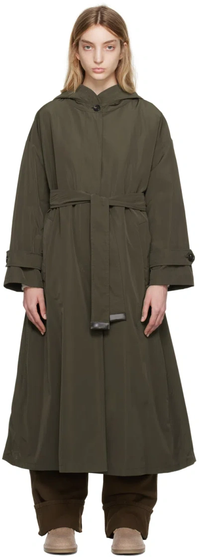 Max Mara Khaki The Cube Belted Coat In 008 Kaki