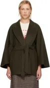 Max Mara Khaki Verna Coat In Green