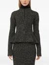 Max Mara Kim Ribbed-knit Peplum Cardigan In Black