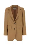 Max Mara Camel Wool Blend Kitten Blazer In Animal Print