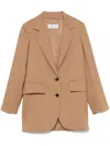 Max Mara Notched Lapels Single-breasted Jacket With Split Cuffs In Brown