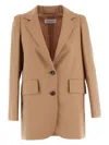 Max Mara Notched Lapels Single-breasted Jacket With Split Cuffs In Brown