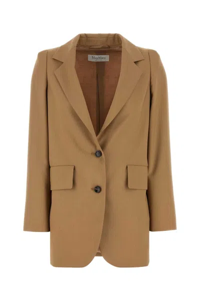 Max Mara Kitten Blazer In Wool, Mohair & Silk Blend In Camel