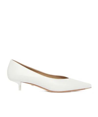 Max Mara Kitten-heel Leather Court Shoes In White