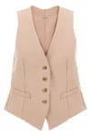 Max Mara Sleeveless V-neck Vest With Adjustable Back Strap In Neutral