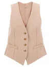 Max Mara Sleeveless V-neck Vest With Adjustable Back Strap In Pink