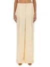 Max Mara Wide-leg High Waist Floor-length Trousers In Ivory