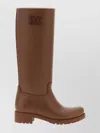 Max Mara Knee-high Rubber Sole Round Toe Boots In Brown