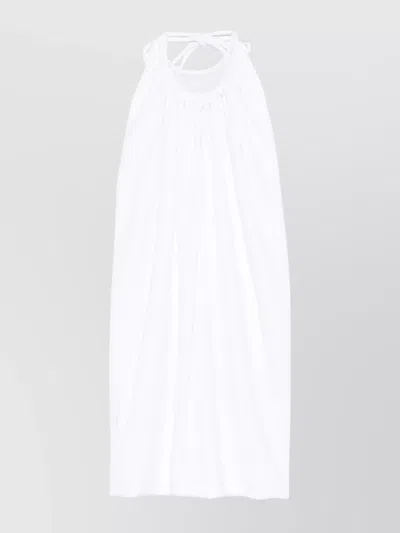 Max Mara Knee Length Dress With Back Tie Detail In White