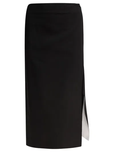 Max Mara Knee-length Skirt With Subtle Side Slit In Black