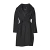 Max Mara Knee-length Virgin Wool Coat With Wide Collar And Self-tie Belt In Black