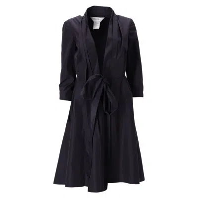 Max Mara Knee Length Waist Tie Dress In Black Silk