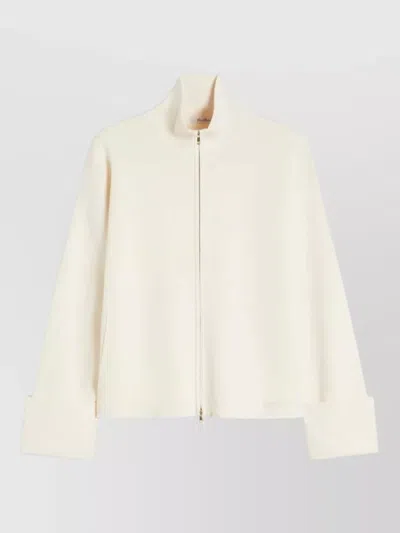 Max Mara Knit Cardigan Jacket Gold Tone Buttons In White